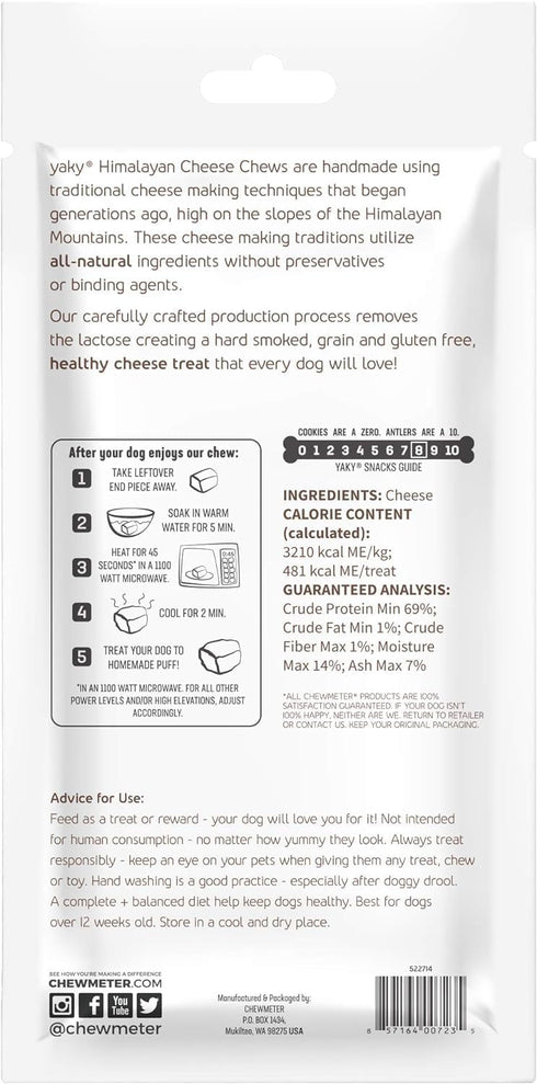 Chewmeter Himalayan Yaky Cheese Chew, 100% Natural, Long Lasting, Gluten Free, Healthy & Safe Dog Treats, Lactose & Grain Free, Protein Rich, Stai...