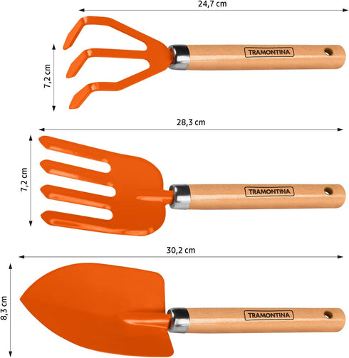 Tramontina 3 Piece Garden Set, Wood Handles, Plastic Packaging...