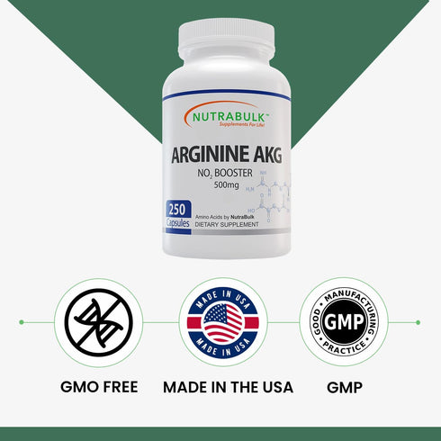 Premium Arginine AKG 500mg Capsules - 250 Capsules...