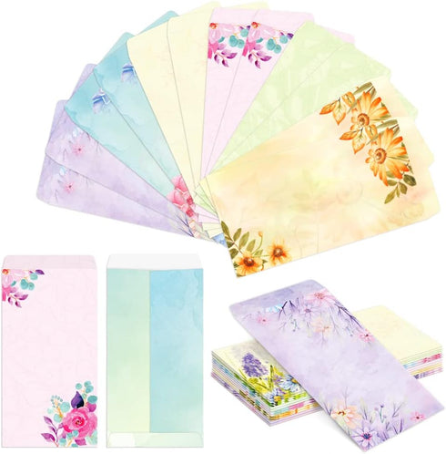 Paper Master Envelope Set 12 Packs Of Flora Letter Envelopes, Decorated Printer Stationery Paper Sets, With a Variety Of Designs And Automatic Aea...