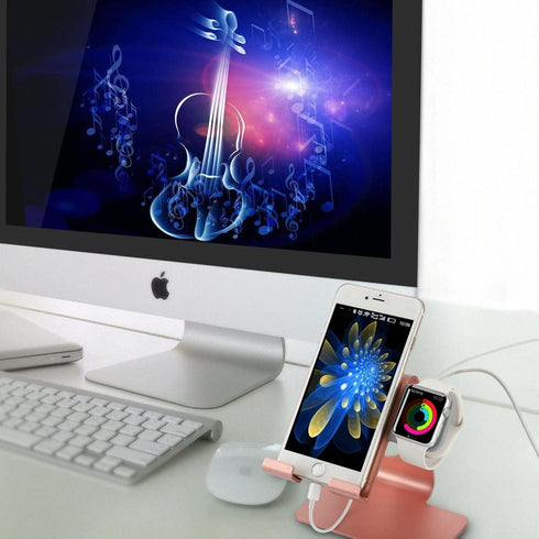 2 in 1 Charger Stand Compatible with Apple Watch Series Ultra2/Ultra/10/9/8/7/6/5/4/3/2/1/SE (38mm/40mm/41mm/42mm/44mm/45mm/46mm/49mm) and Compati...