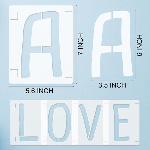 6 INCH 42 Pcs Alphabet Letter Stencils, Reusable Interlocking Templates Symbol Numbers Stencils Kit for Painting Inspirational Quotes Signs on Woo...