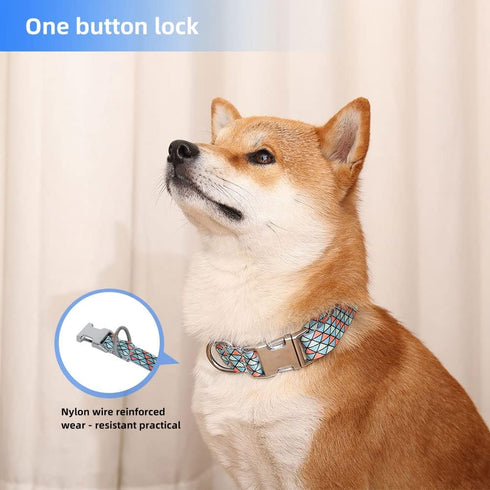 Dog Collar Metal Buckle Pet Collar, Cute Colors Cat Collar, Adjustable Breathable Soft Suitable for Small Medium Large and Boy Girl Dogs (Medium, ...