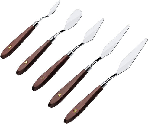 Cake Cream Spatula 5 Pieces/Set Stainless Steel Frosting Baking Pastry Tool Mixing Set Cake Icing Oil Painting Decorating Cream Toner Tool...