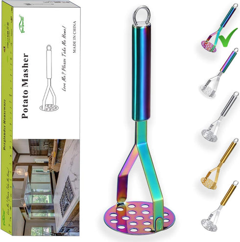 Berglander Heavy Duty Stainless Steel Rainbow Potato Ricer, Vegetable Fruit Masher (Rainbow)...