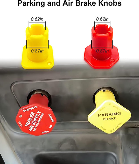 Parking and Air Brake Knobs for Semi Trucks Threaded Fit for Peterbilt Kenworth Volvo and Western Star Truck Yellow Parking Brake Knob and Red Tra...