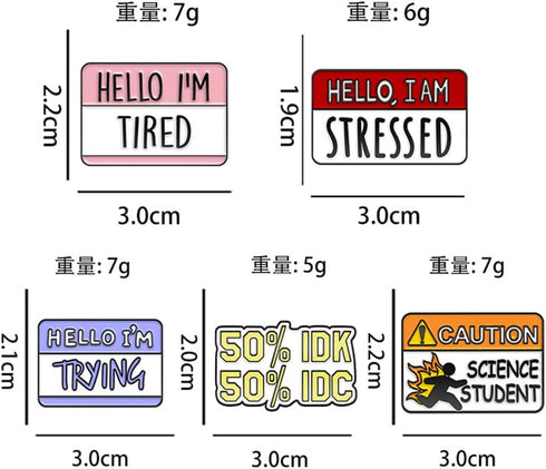 Funny Text Brooch Hello I'm Positive Quotes Hard Enamel Pins Mental Health Badges 50% IDK 50% IDC Humorous Dialogue Lapel Pin Jackets Shirts Skirt...