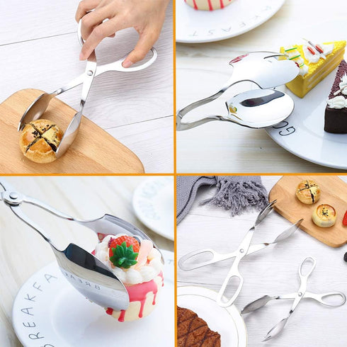 2 PACK Buffet Tongs,Stainless Steel Salad Tongs,Serving Tongs for Home Kitchen,Cake,Bread,Catering,Party,Barbecue,Seafood,Frying(10Inch and 8Inch)...