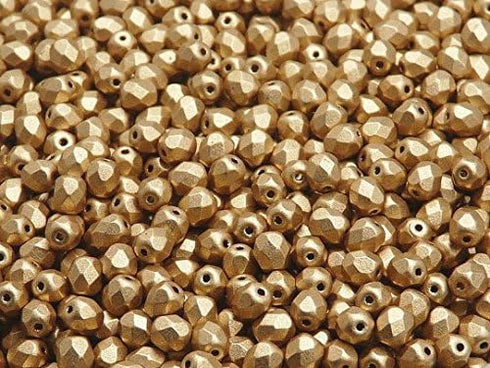 Set of Czech Faceted Glass Beads, Fire-Polished, Round 3mm, 4mm, 6mm. Two colors: Silver and gold. A total of 500 Pieces. Kit for Jewelry Making....