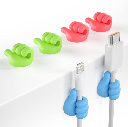 12Pcs Cable Clips, Fun Cord Holders, Silicone Thumb Wall Hooks, Cord Organizer for Desk Wall Car Nightstand, Cord Clips, Wire Holders, Phone USB C...