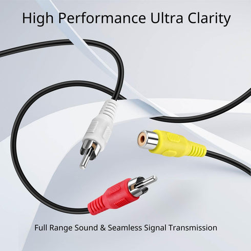 TNP 3 RCA Extender Extension Cable (6 Feet) - 3RCA Male to Female Red White Yellow Cable - Audio Video Composite Cable Adapter Cord Wire Coupler J...