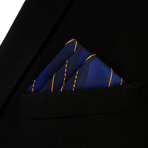 S&W SHLAX&WING Men's Pocket Square Blue Orange Geometric Large 12.6"...