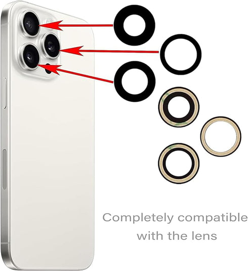 3pcs/Set Camera Lens Replacement for iPhone 15 Pro 6.1 inch Camera Lens Rear Glass Replacement with Pre-Installed Adhesive + Repair Tool Kit, Anti...
