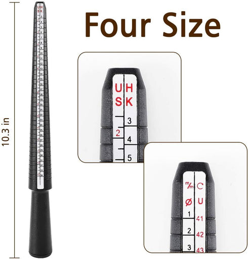 Ring Sizer Measuring Tool, Accmor Ring Size Measurement Making Kit, Plastic Jewelry Ring Mandrel & Ring Sizer Guage and Finger Sizing Belt, Four S...