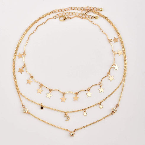 BERYUAN Simple Choker Moon Star Choker Pendant Necklace Trendy Choker Necklace for Women...