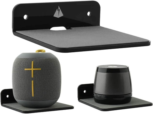 TXEsign Small Wall Shelf Speaker Stand, Mount for Webcam, Cell Phones, Mesh Router, Display Shelf Acrylic (Black)...