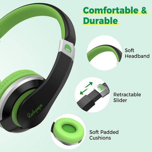 rockpapa HS20 Wired Kids Headphones for School, Foldable Lightweight Boy Girl Headphones with Microphone & 3.5mm Jack for 3-15 Year Old for Airpla...