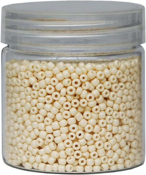 Beige Color 3mm Seed Beads About 4000pcs/110gms in Box 8/0 Glass Seed Beads for Jewelry Makings (Beige -Size 3mm)...