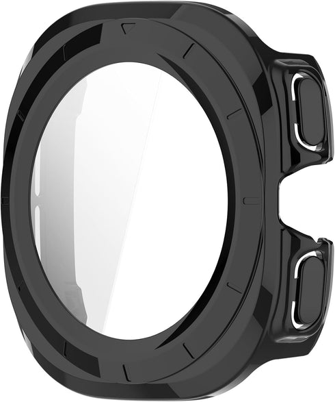 E ECSEM Waterproof Hard Case with Tempered Glass Compatible for Samsung Galaxy Watch 7 Ultra, Ultra-Thin Tough Cover for Galaxy Watch 7 Ultra Scre...