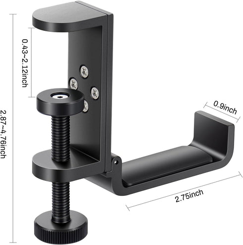 all aluminum foldable headphone holder for desk, headphone hook for desk,backpack hook for desk,space save universal headphone stand for gaming PC...