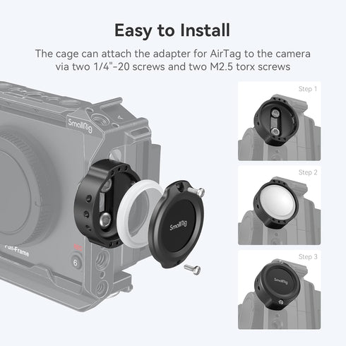 SMALLRIG Cage for AirTag, Camera Adapter Mount with Dual 1/4"-20 Screw Mount Compatible with Camera Cage Camera Plate - MD4149...