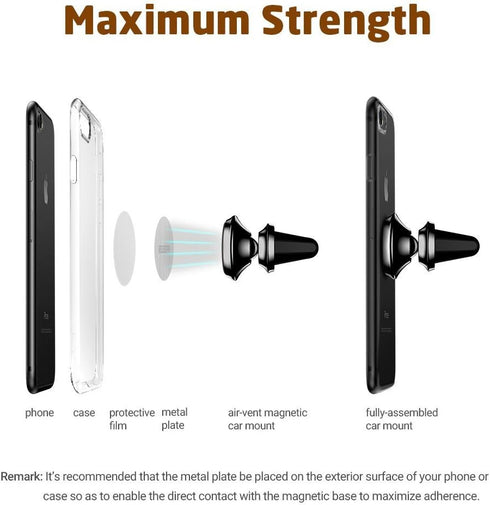 Magnetic Mount, iFlash Aluminum Universal Air Vent Magnetic Car Mount Phone Holder, 360 Degree Rotation for Multi-Angle View, Cradle-Less Car Phon...