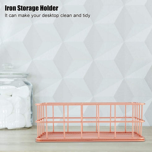 Iron Storage Basket Makeup Small Things Organizer Storage Holder Desktop Decor Iron Box Rose Gold 4 Size(C)...