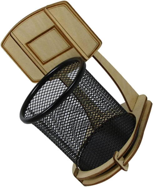 Basketball Stand Pen Holder Kid Pencils Mesh Wire Pencil Cup Holder Mesh Pen Holder Basketball Pen Holder Child Desk Kids Office Wood Grain Storag...