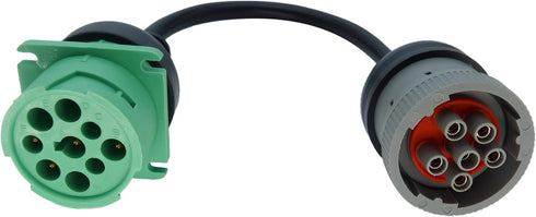 6pin J1708 to Type2 Green 9pin J1939 Adapter Cable for Trucker and car 1ft/30cm...