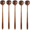 Long Spoons Wooden, 5 Pieces Korean Style 10.9 inches 100% Natural Wood Long Handle Round Spoons for Soup Mixing Stirrer Kitchen Tools Utensils, F...