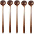 Long Spoons Wooden, 5 Pieces Korean Style 10.9 inches 100% Natural Wood Long Handle Round Spoons for Soup Mixing Stirrer Kitchen Tools Utensils, F...
