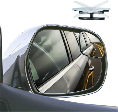 Car Blind Spot Mirror, 2PCS HD Convex Glass Angle Adjustable for Side Rearview Mirrors, Fan Shaped Frameless Rotatable Wide Angle Blind Spot Mirro...