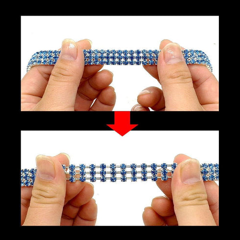 Dogs Kingdom Amazing 3 Rows Rhinestones Necklace Pet Cat Dog Collar Bling Rhinestone Bone Jewelry Party Wedding Accessories,Dark Blue,M:10-12" Nec...