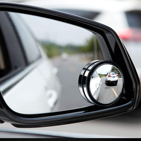Ampper 2" Round Blind Spot Mirror, 360 Degree Adjustabe HD Glass and ABS Housing Convex Round Stick-On Mirror for Car (Black, Pack of 2)...