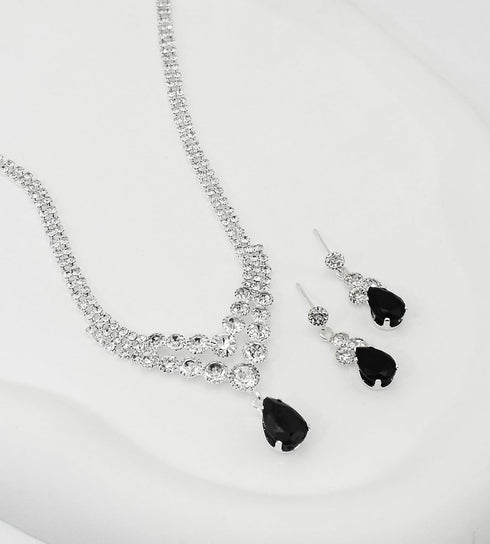 UDYLGOON Teardrop Bride Bridesmaid Crystal Necklace Earrings Jewelry Set for Women Wedding Prom...