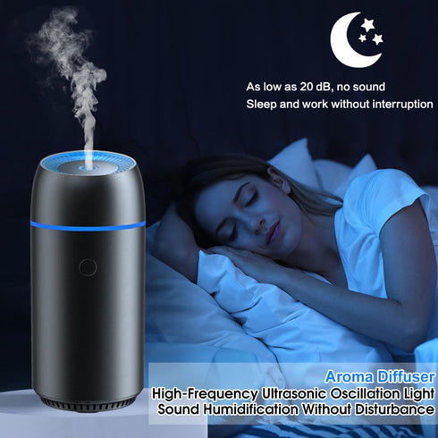 Portable Car Humidifier Can Add Essential Oils Small Diffuser with Night Light and Automatic Shut-Off Function for Car and Office Home Baby Room U...
