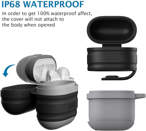 KMMIN AirPods Case, Waterproof AirPods Case Cover for Apple AirPods 1&2 Wireless Charging Case Premium Silicone Protective Case Skin Airpods Acces...