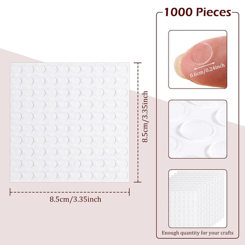 Hi.FANCY 1000 Pieces Double Sided Acrylic Sticky Dots, Waterproof, Craft DIY Art Decoration Office Supplies, 6mm...