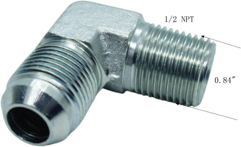 1 Piece 5/8" Male JIC (7/8"-14 Tpi) x 1/2" Male NPT Hydraulic Fitting 37° Flare to 90° Elbow Pipe Adapter...