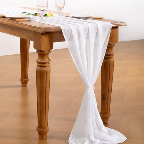 Socomi White Chiffon Table Runner Easter Spring Boho Rustic 14ft 29x170 Inches Wedding Runner Sheer Romantic Bridal Shower Decorations...