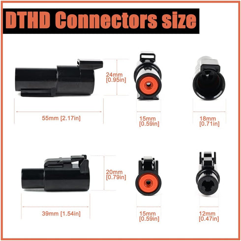 JRready ST6286 1 Pin DTHD Connector 4 Sets,IP67 Waterproof Single Terminal Connectors for Heavy-duty Applications,Contact Size 12 Crimp Wire Gauge...