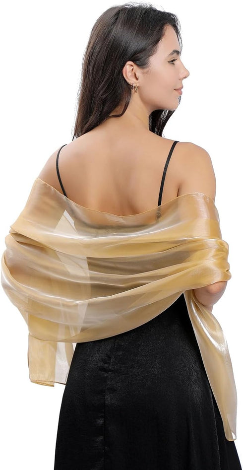 EASEDAILY Women's Shawls and Wraps for Evening Dresses Sparkling Wedding Scarf Sheer Bridal Stole for Bride and Bridesmaid...