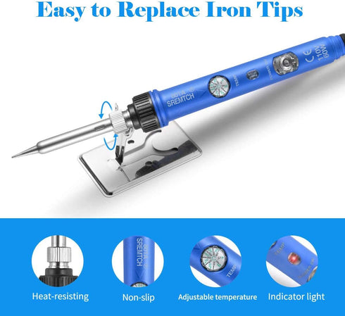 Electronics Soldering Iron Kit, SREMTCH 60W Adjustable Temperature Welding Tool,Soldering Gun with Fast Heating Ceramic Thermostatic Design, Solde...