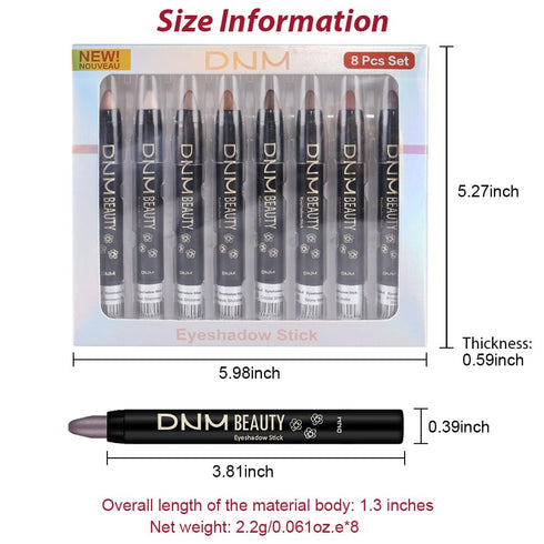 evpct 8Pcs Cream Eye Shadow Brightener Sticks Set for Eyes, Champagne Pearl Taupe Bronze Cocoa Stone Putty Smoky Amethyst Shimmer Matte Pencil Eye...