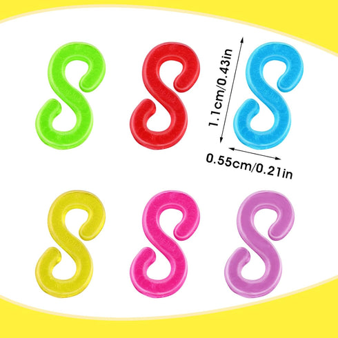 S Clips, 500PCS Clear Loom Rubber Band Clips Colorful Plastic Band Clips Bracelets and DIY Handicrafts Bracelet Making Refill Kit, Connectors Refi...