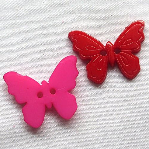 New 100pcs Mix Butterfly Plastic Buttons 22mm Sewing Craft 2 Holes (7/8"(22mm), Butterfly)...