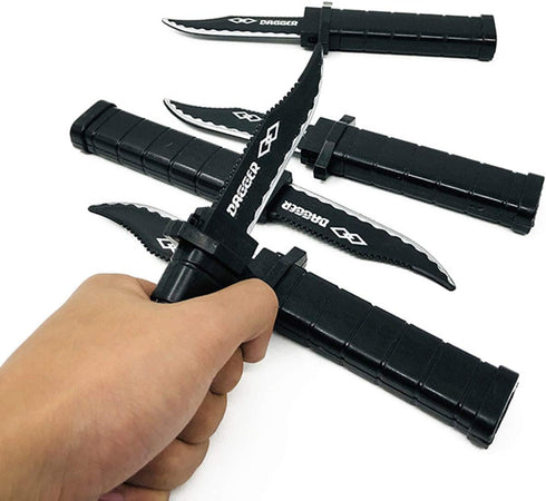4PCS Retractable Fake Knife Toy Extension Hardcover Dagger Plastic Funny Trick Gadget Props Classic Gag Fun Prank Friend for Halloween Fools Day P...