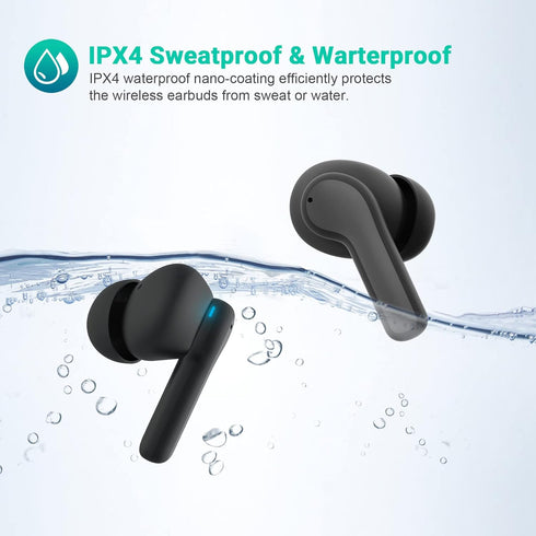 True Wireless Earbuds, Bluetooth 5.1 Active Noise Cancelling Headphones, Sliding Design Charging Case 500mAh, IPX4 Waterproof, Deep Bass Built-in ...