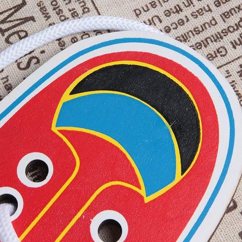 2 pcs Wooden Lacing Shoe Learn to Tie Laces Threading Educational Motor Skills Toy...