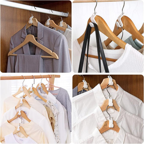 100Pcs Clothes Hanger Connector Hooks, Super Space Saving for Closet Heavy Duty Cascading Hanger Extender Hooks Plastic Closet Hanger Organizer (W...